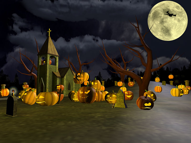 Halloween Graveyard 3D Screensaver Windows 11 download